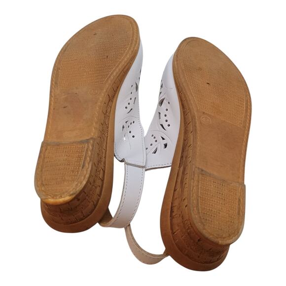 Spring Step Women's Orella White Slingback Cork Wedge Italian Leather Size 41 - Picture 3 of 11